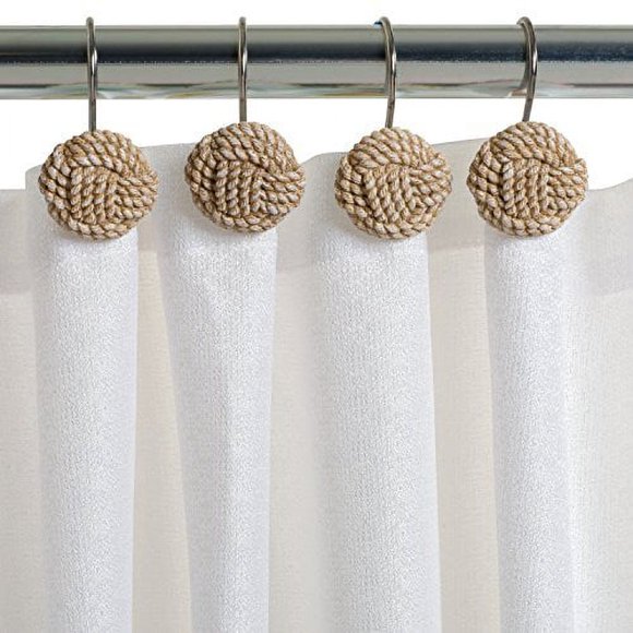 Zenna Home Crochets pour Rideaux de Douche Serenity Accessoires de Bain, Blanc Cassé