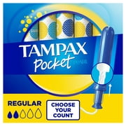 Tampax Pocket Pearl Tampons, Unscented, Regular Absorbency, 16 Ct