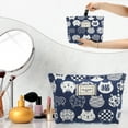 thumbnail image 6 of Canvas Makeup Bag Large Capacity Makeup Pouch for Coin Purse Foundations Lipsticks Brushes Blue, 6 of 6