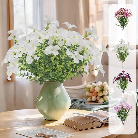 Artificial Flowers Fake Silk Bouquet 14 Inch for Outdoor Holiday Decoration Home Garden Living Room Table Centerpiece Wedding Party by PALIFEUR