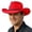 Red, variant on Classic Wool Fedora Hat with Leather Band Roll Up Wide Brim Western Cowboy Hat for Men Women