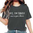 thumbnail image 3 of HBYJLZYG Yes,I'M Single Print Shirts For Women, Short Sleeve Pullover Round Neck Valentine's Day Couple T-Shirt Womens Tops Gift For Her, 3 of 6