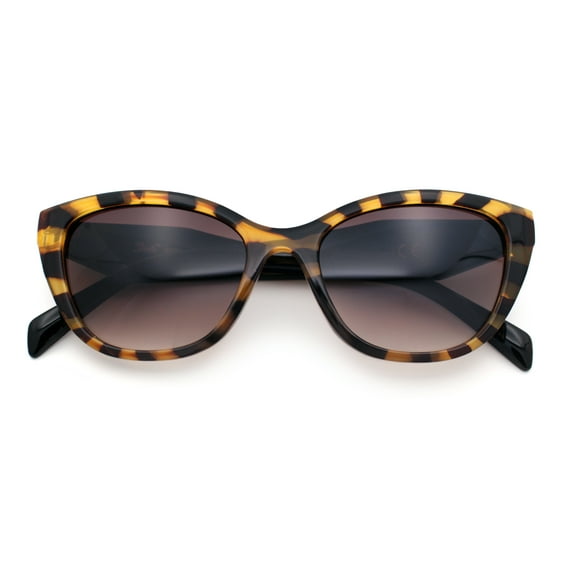 Womens Oversized Cat Eye Retro Fashion Geometric Bevel Arm Sunglasses Tortoise Black - Brown