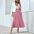 thumbnail image 6 of Byworldtasic Womens Pleated Midi Skirts Womens Aline Long High Elastic Waisted Summer Flowy Chiffon Swing Skirt, 6 of 9