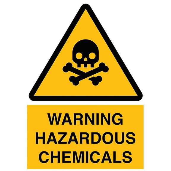 Vinyl Stickers - Warning Hazardous Chemicals Sign - Safety and Warning Warehouse Signs Stickers - 3.5" x 5" - 3 Pack