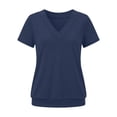 thumbnail image 5 of Tshirts for Women Solid V Neck Short Sleeve V Neck Soft Everyday Basic Tee for Ladies Navy S, 5 of 5