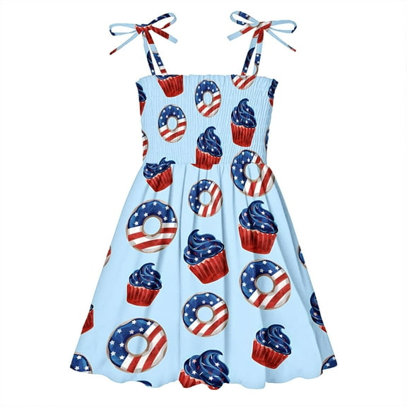 TEAJOPSUU Toddler Baby Girls Summer Dress Sleeveless Adjustable Spaghetti Straps Princess Sundress Cute Floral Printed Casual Ruched Holiday Dress 1-6 Years B-Blue