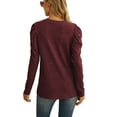thumbnail image 4 of JWD Long Sleeve Shirts for Women V Neck Casual Tunic Tops Lightweight Pullover Wine Red-Large, 4 of 6