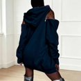 thumbnail image 6 of Women Hoodies Off-shoulder Hoodies Long Sleeve Plain Tunic Cold Shoulder Pullover Oversized Hooded Sweatshirt Women's Fall 2026 Outfits(Navy,M), 6 of 8