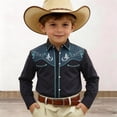 thumbnail image 2 of MUXiin Toddler Boys Girls Western Cowboy Shirts Retro Long Sleeve Button Down Shirt Kids Floral Pockets Outfit Country Tops, 2 of 4