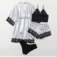thumbnail image 4 of Birdeem Women Plus Size Sexy Lingerie Silk Robe Satin Bathrobe Four-Piece Set Sleepwear Pajamas, 4 of 12