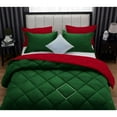 thumbnail image 6 of DNG Creations 3 Piece Solid Reversible Diamond Pattern Comforter 550 GSM All Season 800 TC, 100% Egyptian Cotton - California King - Size ( Green/Red Colour ), 6 of 7
