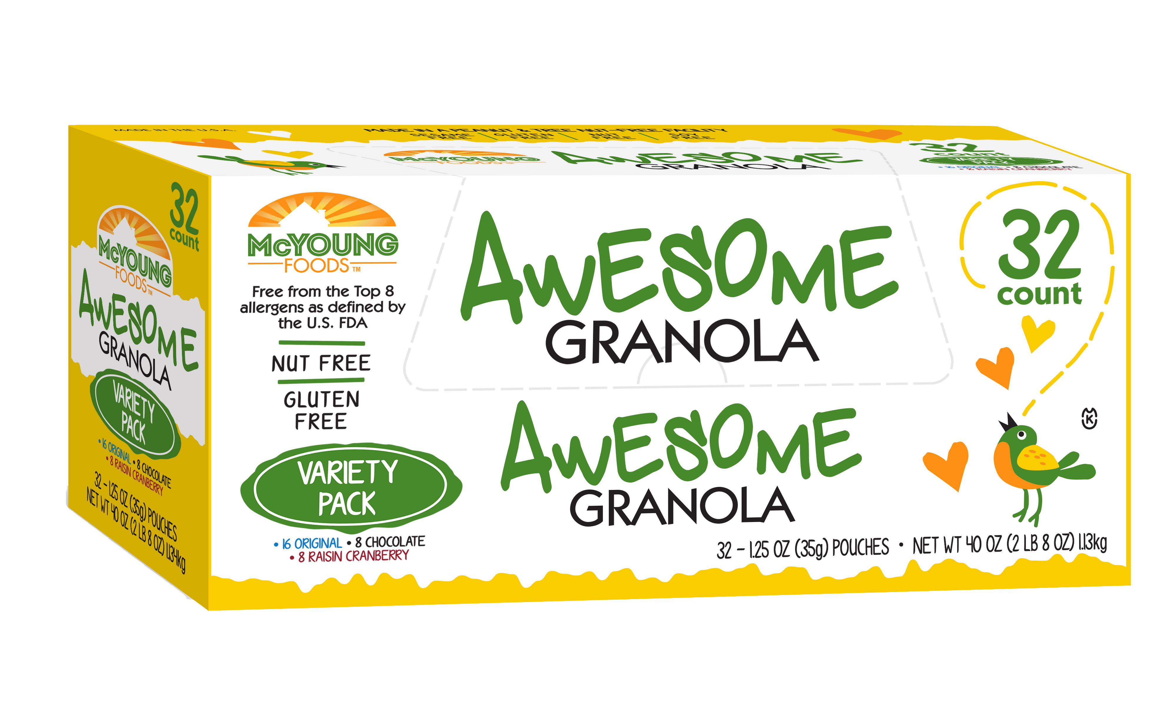 Awesome Granola 1.25 oz 32 count Variety Pack