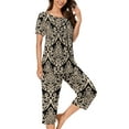 thumbnail image 2 of Levmjia Womens Pajama Set Polyester Short Sleeve Sleepwear Loungewear 2 Piece Outfit Comfortable Soft Casual Summer Nightwear for Women, 2 of 5