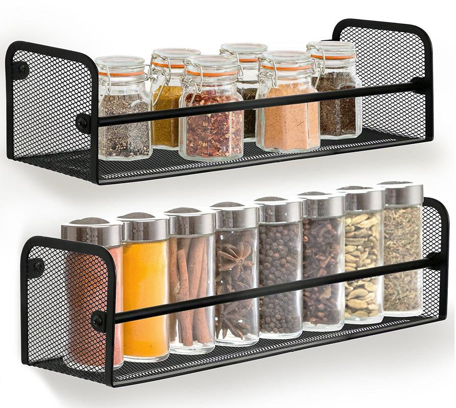 NEX Wall Mount Spice RacksSpice Jar Rack Holder for Kitchen Storage Set of 4