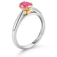 thumbnail image 3 of Gem Stone King 925 Sterling Silver and 10K Yellow Gold Fancy Pink Zirconia Solitaire Engagement Ring for Women (0.76 Cttw, Oval 7X5MM, Gemstone Birthstone, Available in Size 5, 6, 7, 8, 9), 3 of 4