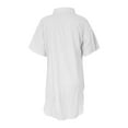 thumbnail image 3 of Boyfriend Shirt Dress for Women Plus Size Cotton Linen Collared Dresses Short Sleeve Button Down Long Shirts White, L, 3 of 4