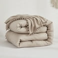 Move Over Taupe Pom Poms Comforter Set King Boho Bedding Fringe Pattern