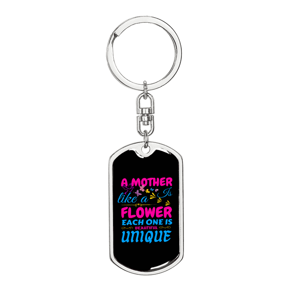 Beautiful Unique Mom Stainless Steel or 18k Gold Premium Swivel Dog Tag Keychain
