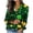 #0065-Green, variant on Pincandy Women's St. Patrick's Day Print Satin Button Down Collared Long Sleeve Shirt
