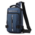 thumbnail image 2 of CNKOO Sac de Poitrine Multi-Poches Sac à Dos Épaule Homme avec Port de Charge USB (Bleu), 2 of 8
