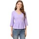 thumbnail image 1 of Blusa liviana de encaje sólido Allegra K cuello en V manga 3/4 peplum Púrpura M, 1 of 6