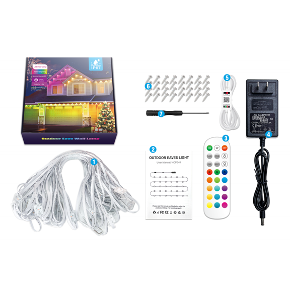 Home Permanent Outdoor Lights Smart RGB Outdoor Lights IP68 Waterproof Eaves Lighting for Christmas All Festive Decorations