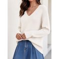 thumbnail image 3 of Womens Oversized V Neck Sweaters Fall Winter Long Sleeve Knit Pullover Jumper, 3 of 6