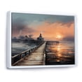 thumbnail image 2 of Designart "Misty Mornings on the Pier II" Coastal Pier Floater Framed Wall Art Print, 2 of 7