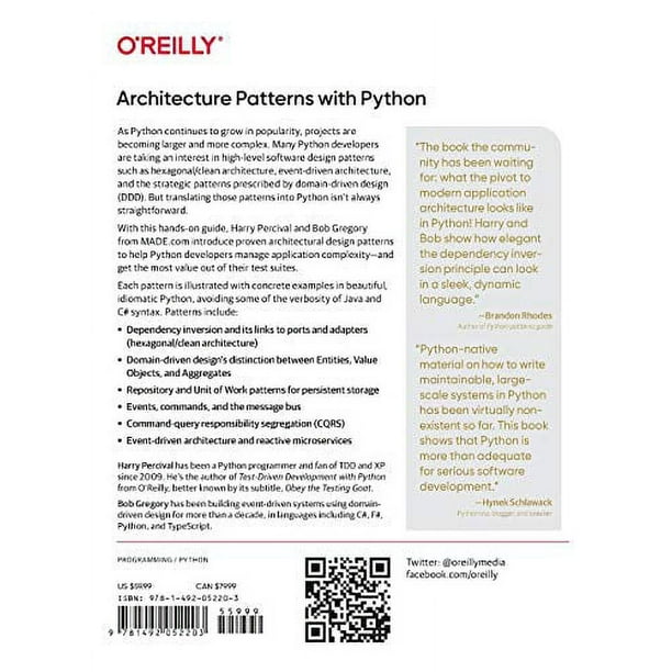 Architecture Patterns with Python: Enabling Test-Driven Development， Domain-Driven Design， and Event-Driven Microservices Architecture Patterns with Python: Enabling Test-Driven