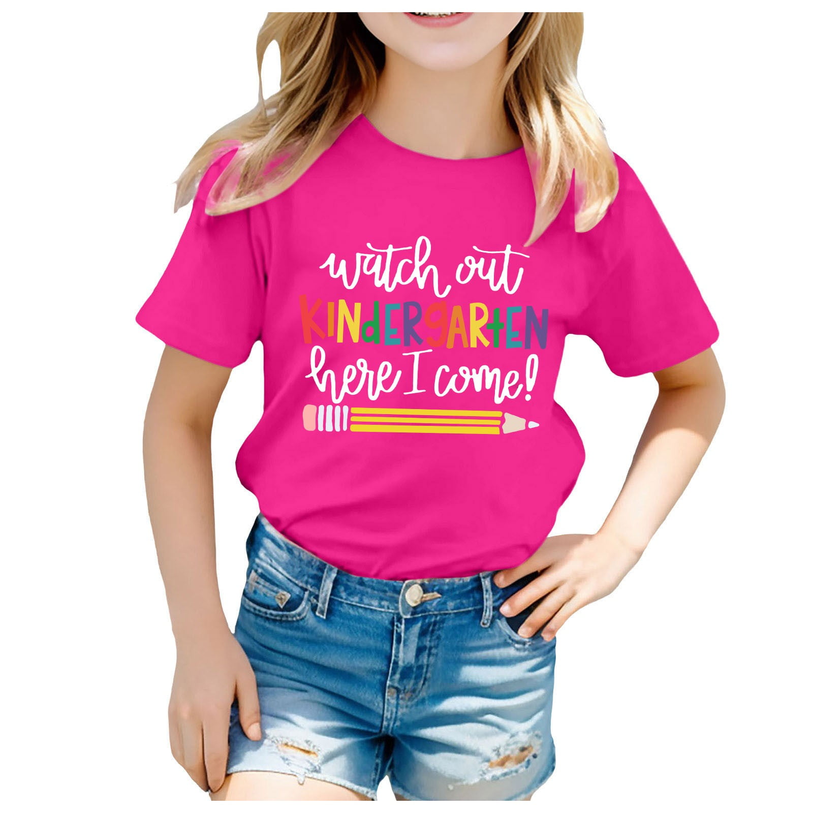 TZEWGL T-Shirts For Newborn Back To School Season Printed Short Sleeve Crewneck Clothes For Infnants size 12-14T