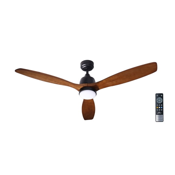 iLiving 60-Inch 6-Speed 3-Blade Solid Wood Ceiling Fan with LED and Remote, Reversible, 3 Color Light, DC Motor, for Living Room, Bedroom, Patio