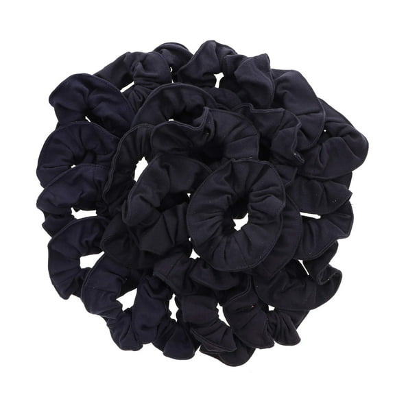 Motique Accessories 36 Pcs Large Solid Scrunchies Hair Elastics - for Adult Female and Girls - Navy