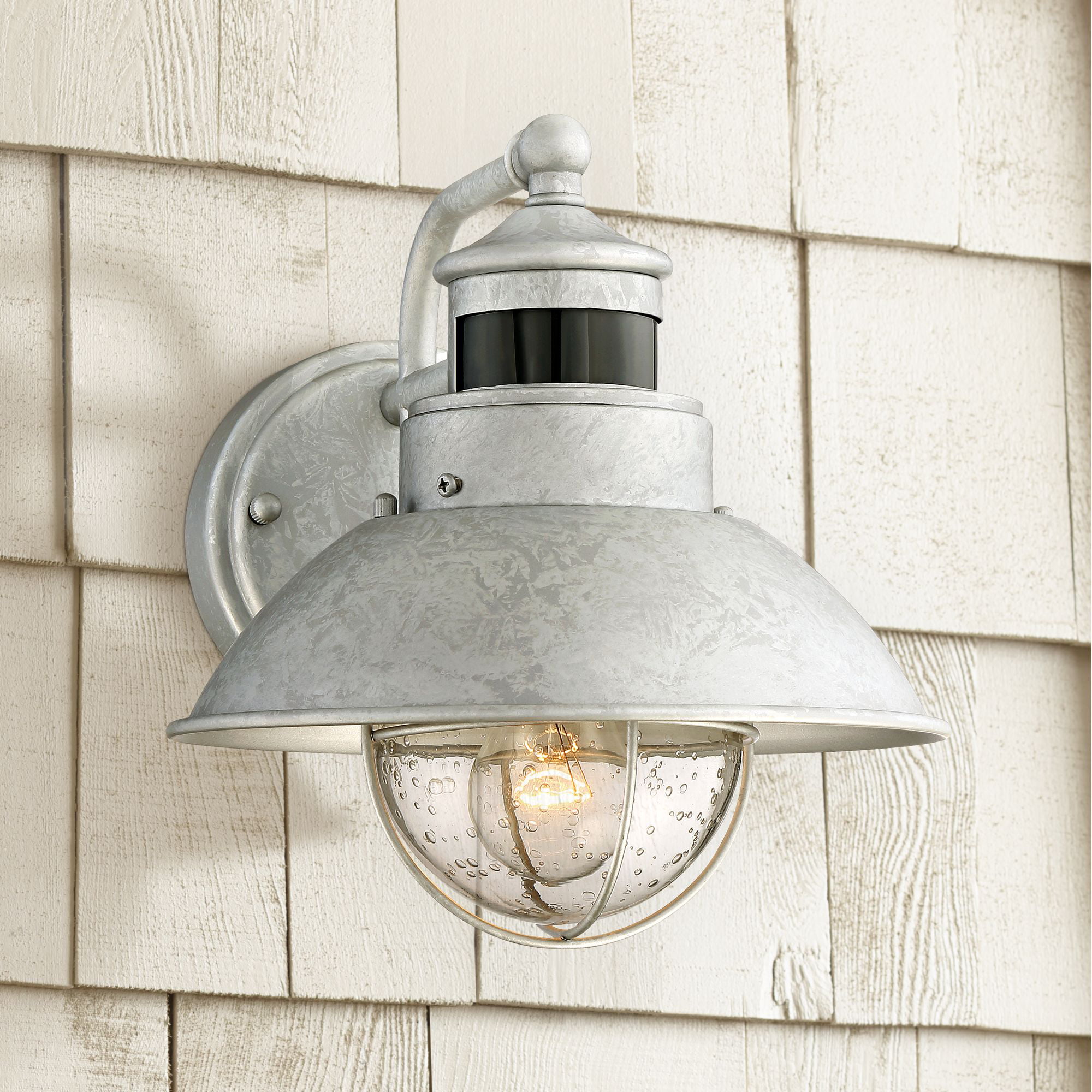 Outdoor Farmhouse Porch Wall Fixture in Galvanized Finish /& White Reflective Interior CORAMDEO Oakhouse Dusk to Dawn 6” Barn Light Photocell Sensor activates Fixture Automatically Wet Location