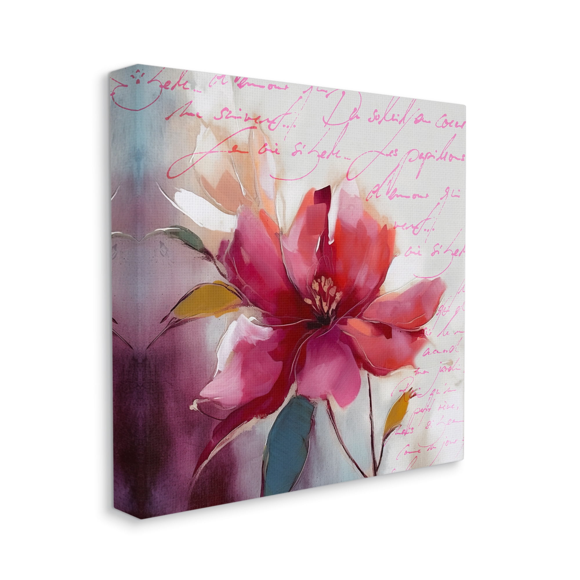 Stupell Industries Red Vintage Bloom Botanical & Floral Painting Gallery Wrapped Canvas Art Print Wall Art, 36 x 36