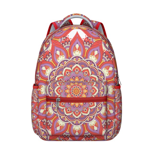 Mandala Students Backpack for School Multifunctional Students’s Backpack with Bohemian Ethnic and Psychedelic Trippy Mandala Patterns