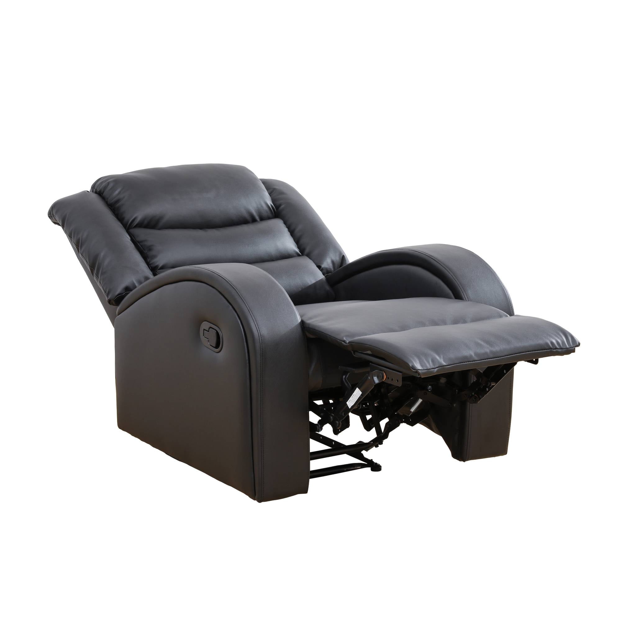 Manual Recliner Chair Leather Reclining Sofa Couch Home Theater Seating Seats for Living Room, Black