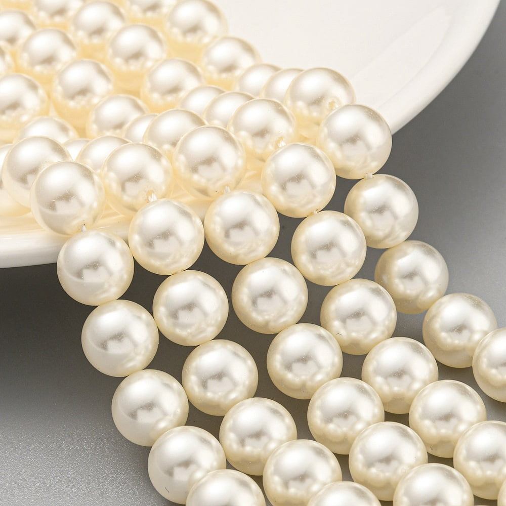 Glass Pearl Beads Strands Round Bisque 10mm Hole: 0.6mm about 43pcs/strand 16.18''(41.1cm)