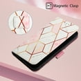 thumbnail image 5 of Crossbody Wallet Case for iPhone 14 Pro Max, Marble Pattern Luxury PU Leather Detachable Shoulder Strap Lanyard Magnetic Clasp Flip Cover with Card Slots Holder Kickstand Case, Pink & White, 5 of 9