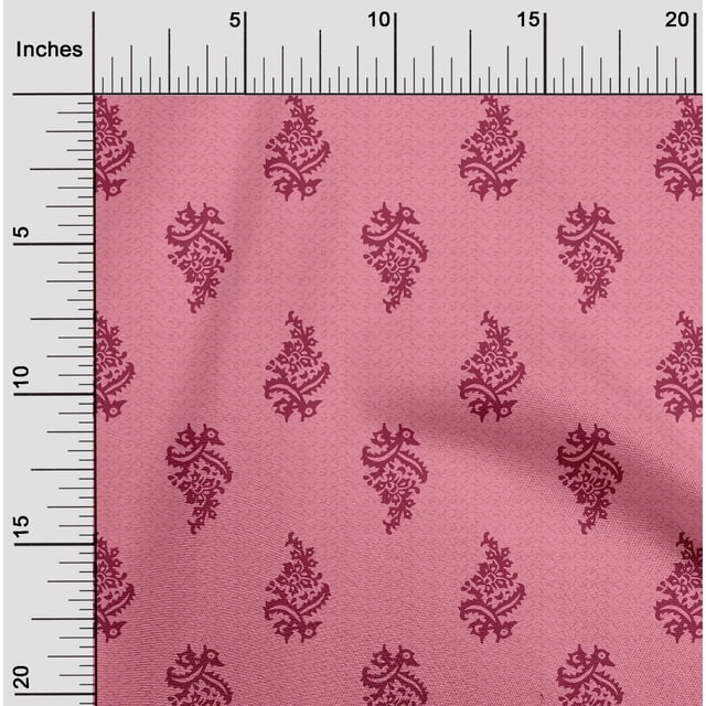 oneOone Cotton Poplin Fabric Leaves & Floral Block Print Fabric BTY 56 Inch Wide