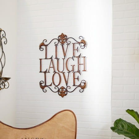 Decmode Live Laugh Love Bronze Metal Wall Decor 21 X 28