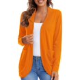 thumbnail image 1 of Urban CoCo Womens' Long Sleeve Knit Sweater Cardigans Curved Hem Open Front with Pockets, 1 of 6