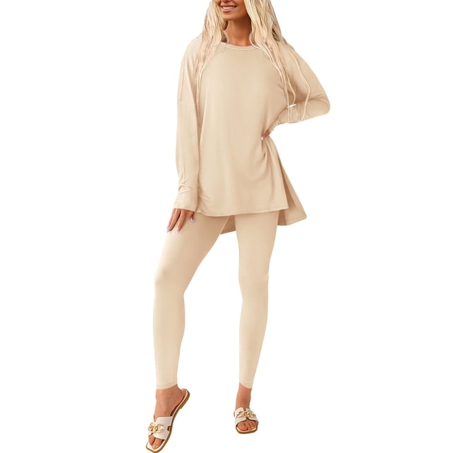 Conjunto de 2 Piezas para Mujer PRETTYGARDEN Otoño Beige S
