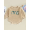 thumbnail image 2 of Bagilaanoe Newborn Baby Boys Girl Knitted Romper Sweater Long Sleeve Bodysuits Letter Embroidered Pullover 9M 12M 18M Infant Warm Jumpers Tops Fall Loose Knitwear, 2 of 9