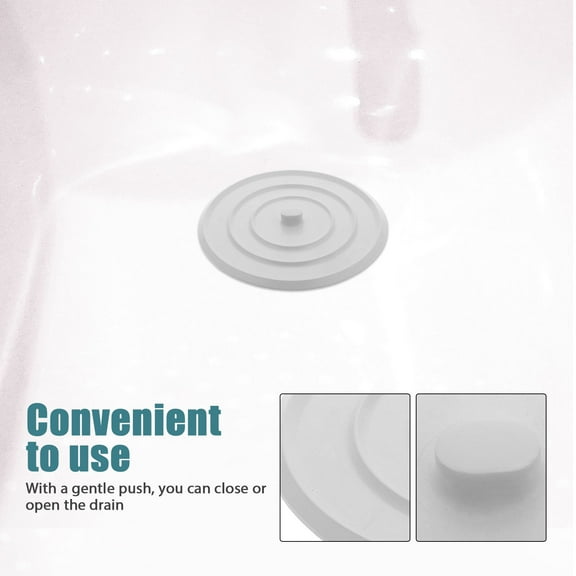 Pawsdot 2Pcs Large Rubber Sink Stopper Flat Round Tub Drain Cover Hair Catcher