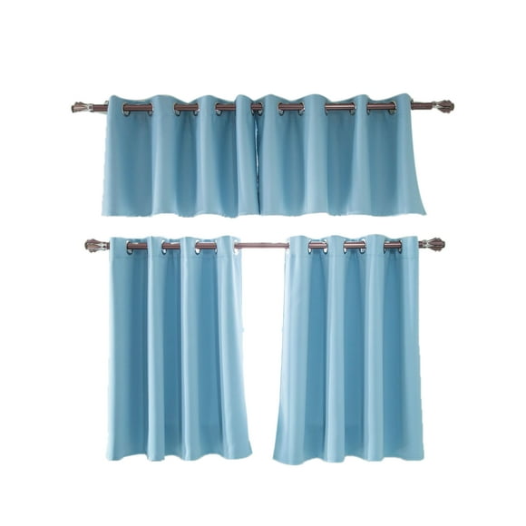 Verdant Touch Rideaux occultants en polyester bleu ciel à isolation thermique pour chambre à coucher et salon
