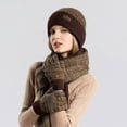 thumbnail image 2 of Men Women Winter Hat Warmer Scarf Touchscreen Gloves Set Warmer Neck Thick Knit Hat Set, 2 of 3