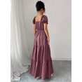 thumbnail image 2 of Womens Dusty Pink Square Neckline Tiered Maxi Dress Puff Sleeve Boho Style, 2 of 7