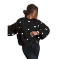 thumbnail image 3 of Women'S Oversized Heart Sweater Long Sleeve Crewneck Drop Shoulder Cute Knit Tops Jumper Black S, 3 of 8