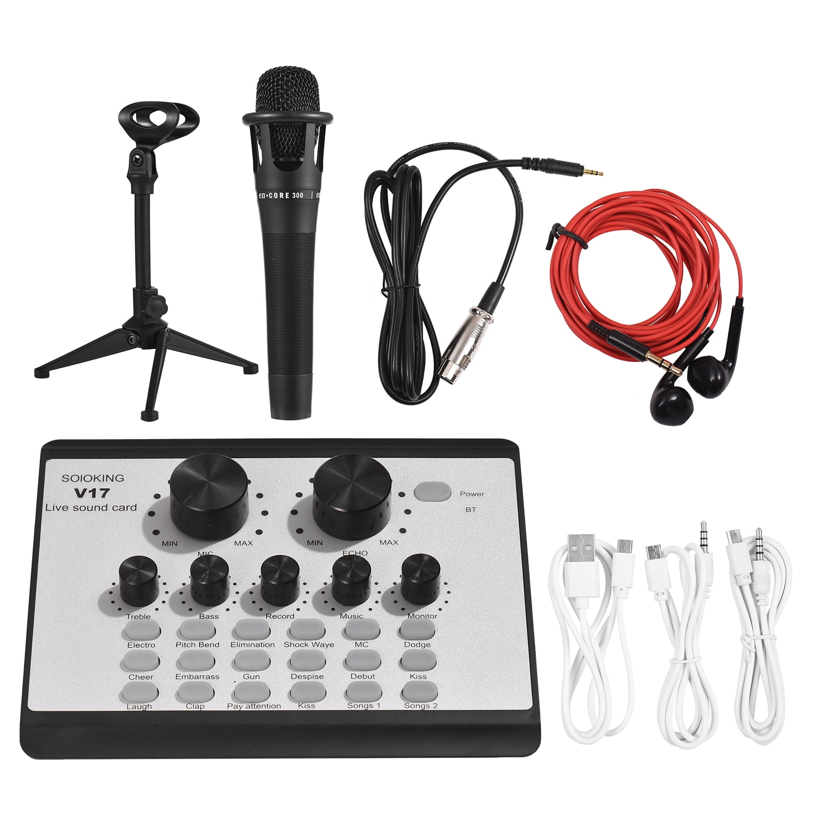 Walmeck V17 Live Sound & Microphone Kit Sound Mixer Multifunctional